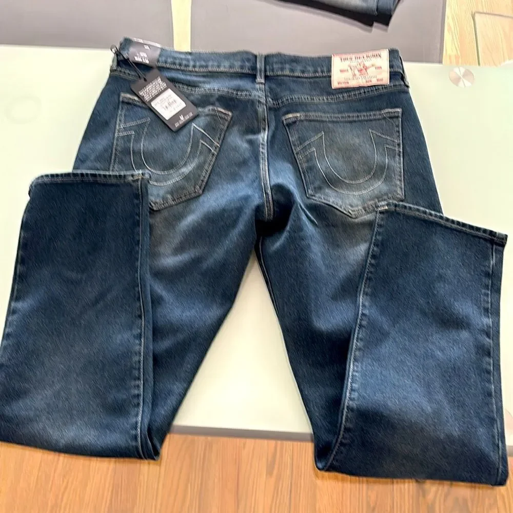 True Religion jeans NWT w34 l32 GENO relaxed slim dark smoky wash